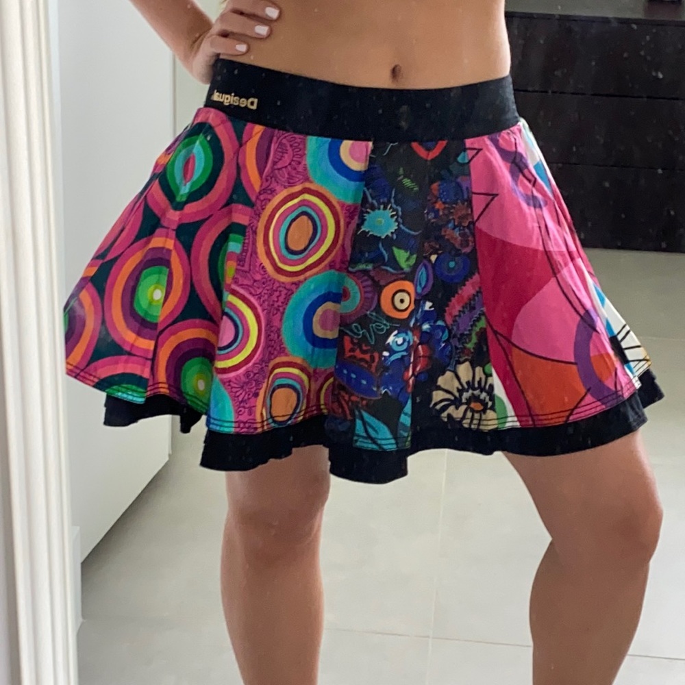 Desigual juniors size 13 circle skirt skater colourful geometric flowy elastic